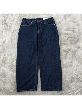 Gap Jeans 2025 The 90s Loose Low Rise Wide Leg 8 Petite 8P Dark Wash